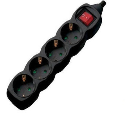 ΠΟΛΥΠΡΙΖΟ 4 ΘΕΣΕΩΝ ΜΕ ΚΑΛΩΔΙΟ 1,5m ΚΑΙ ΔΙΑΚΟΠΤΗ ΜΑΥΡΟ